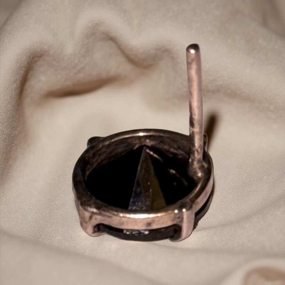 Black Onyx 925 Silver Studs – Vintage Late 20th Century - Picture 3 of 4